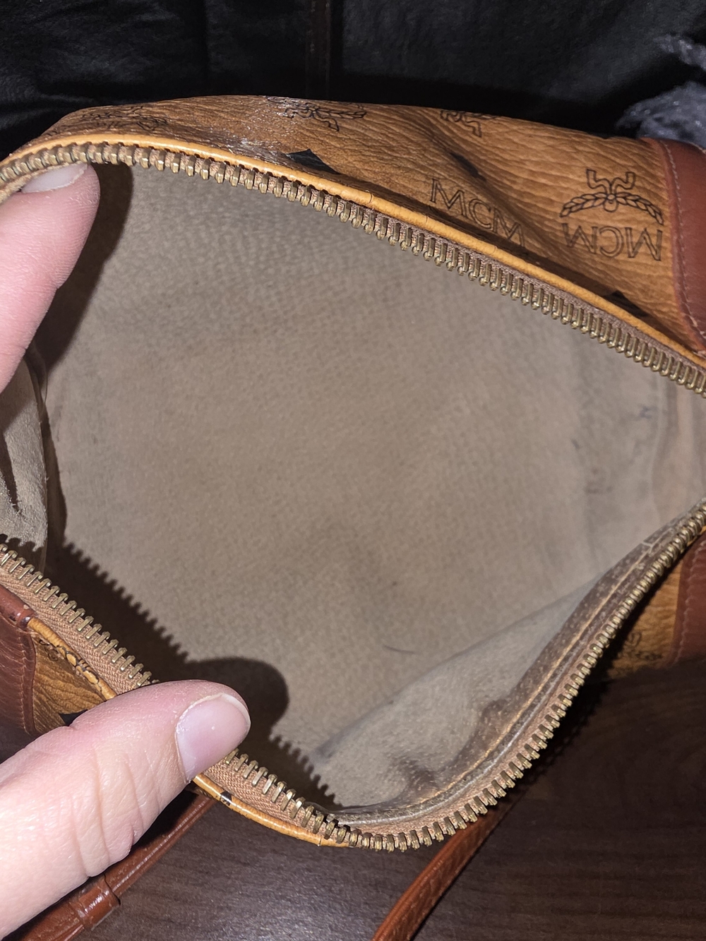 MCM Cognac Visetos Monogram Barrel Crossbody Bag - Picture 10 of 14